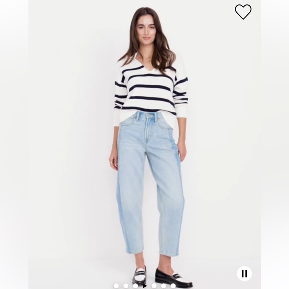 NWT Old Navy Women’s High Rise Barrel Leg Two Tone Jeans Sz 10 - Picture 4 of 8